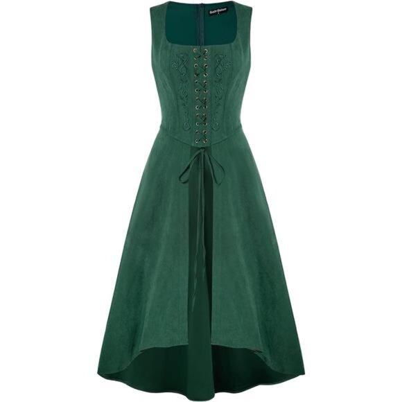 Renaissance Dress Women Pirate Halloween Green - Picture 1 of 6
